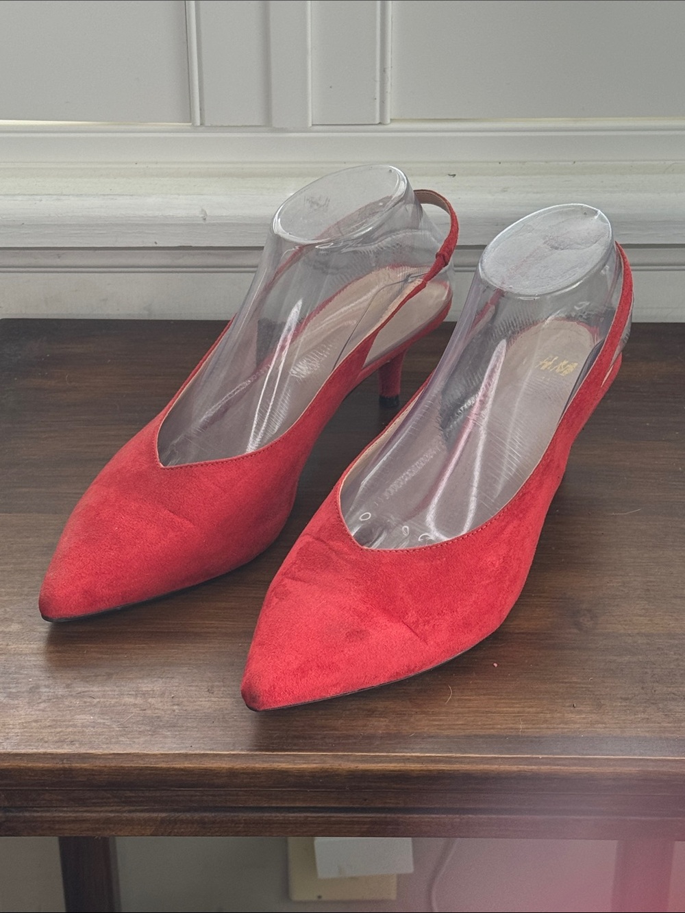 H&M Red Pointed Slingback Kitten Heels